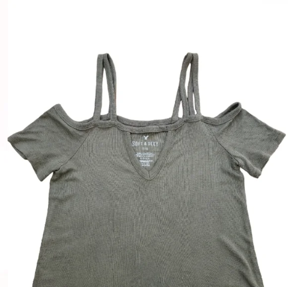 AMERICAN EAGLE SOFT & SEXY RIB OFF SHOULDER WITH STRAPS TOP SZ SMALL - Picture 3 of 4
